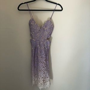 Backless Ombré Purple Lace Cocktail Dress